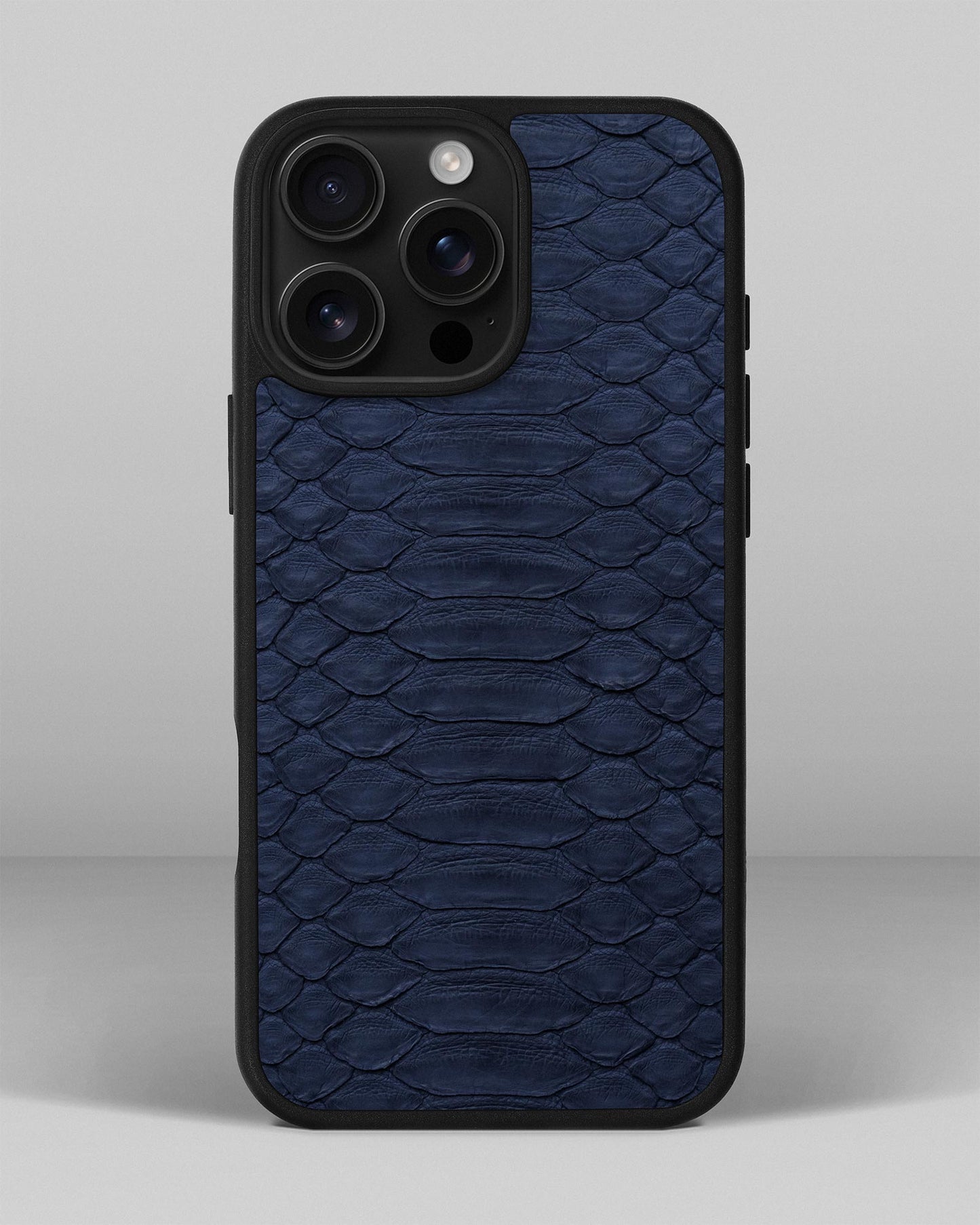 Steel Blue Python Leather Sport Case for iPhone 16 Pro Max