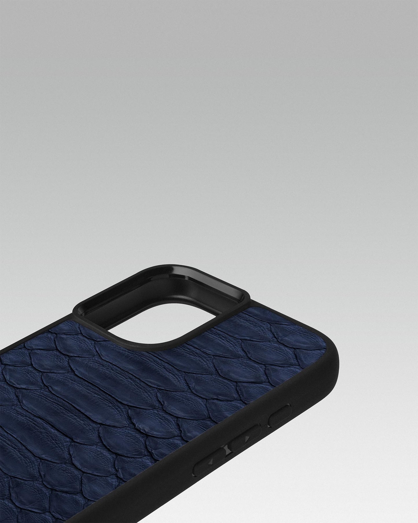Steel Blue Python Leather Sport Case for iPhone 16