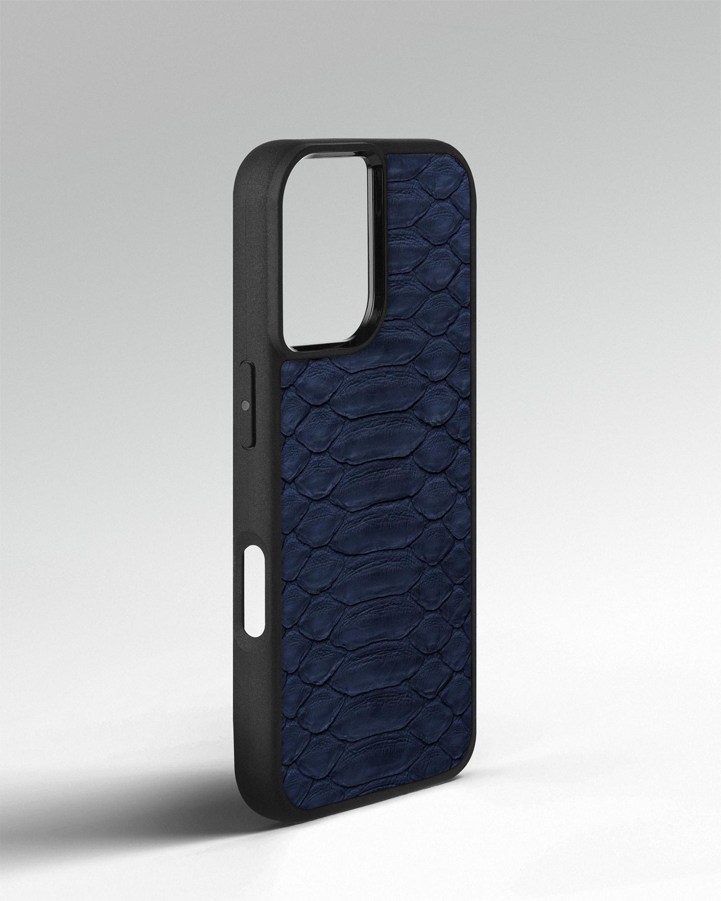 Steel Blue Python Leather Sport Case for iPhone 16