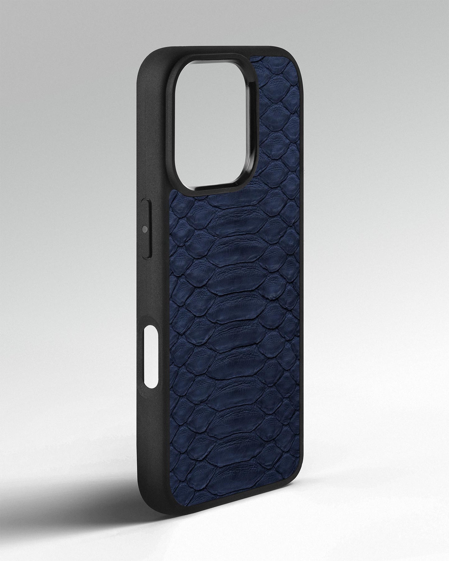 Steel Blue Python Leather Sport Case for iPhone 16 Pro Max