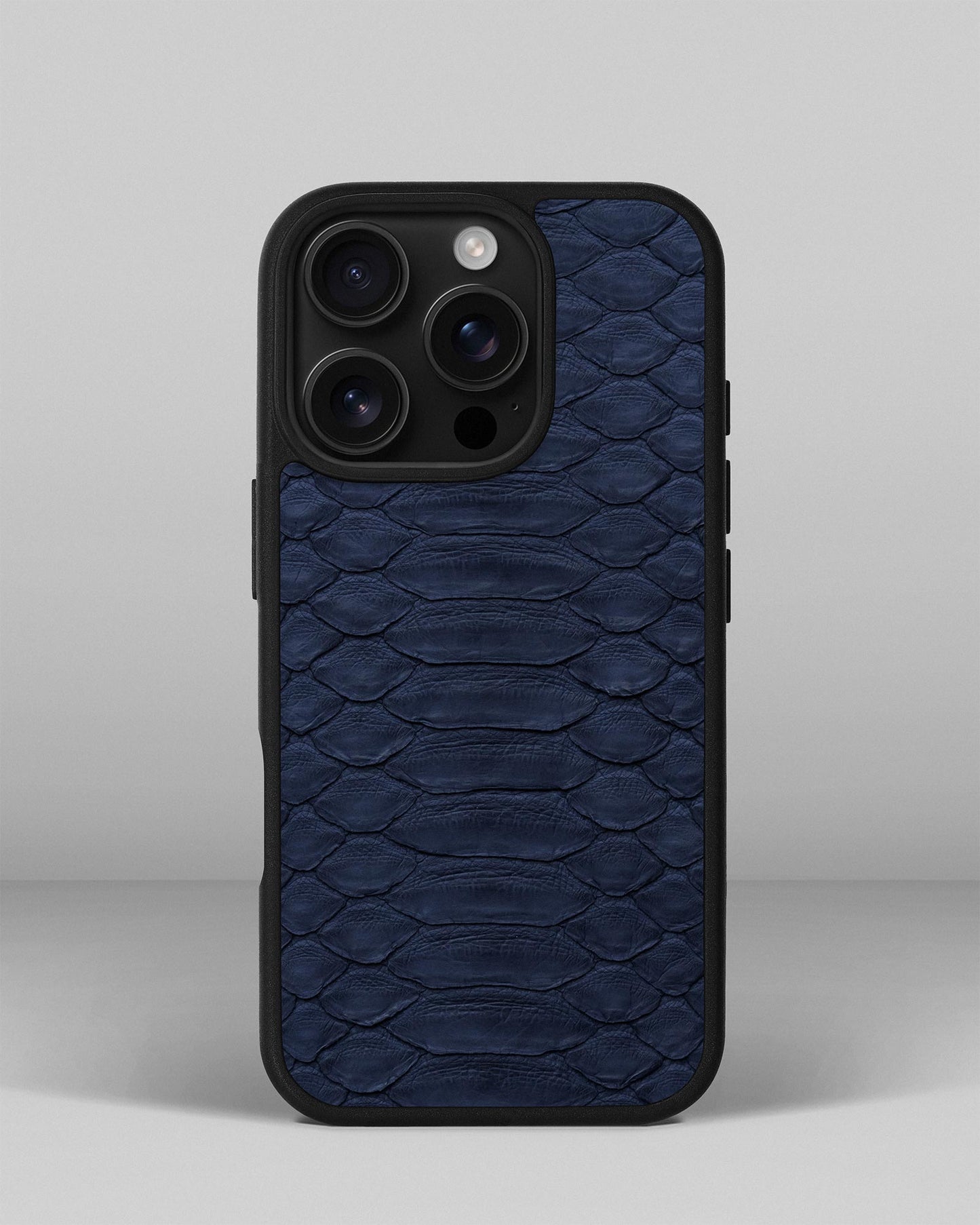 Steel Blue Python Leather Sport Case for iPhone 16 Pro