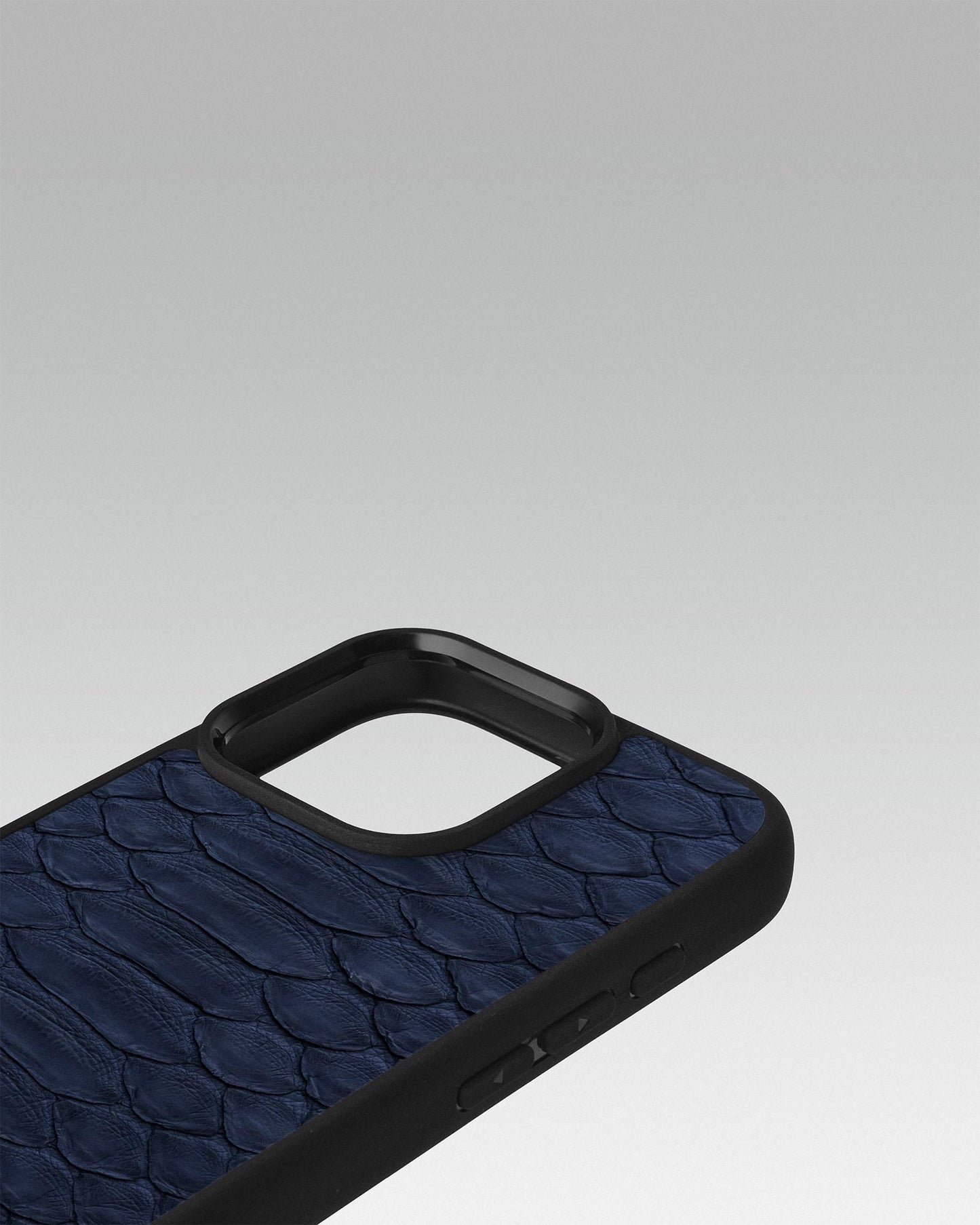 Steel Blue Python Leather Sport Case for iPhone 16 Pro
