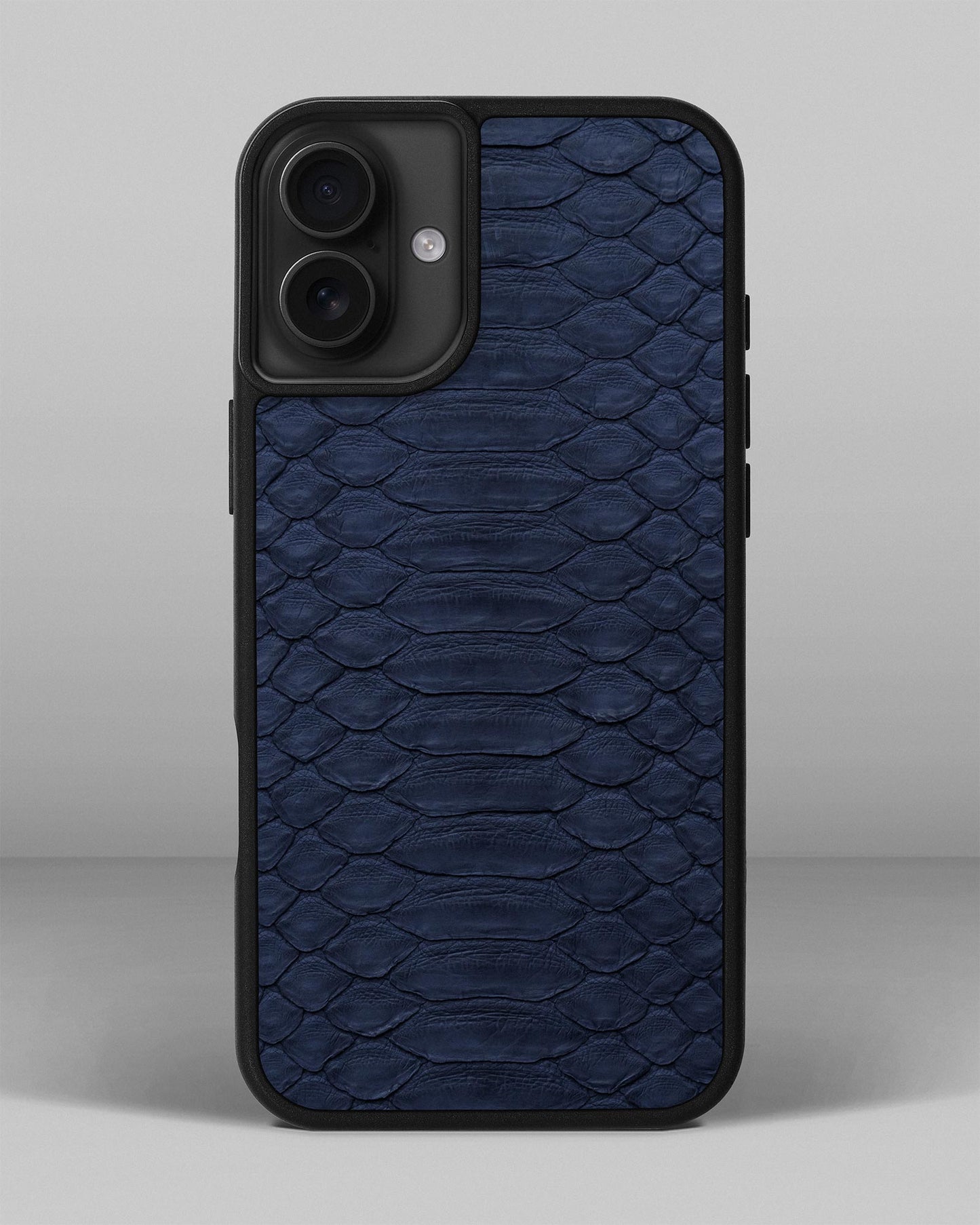 Steel Blue Python Leather Sport Case for iPhone 16 Plus