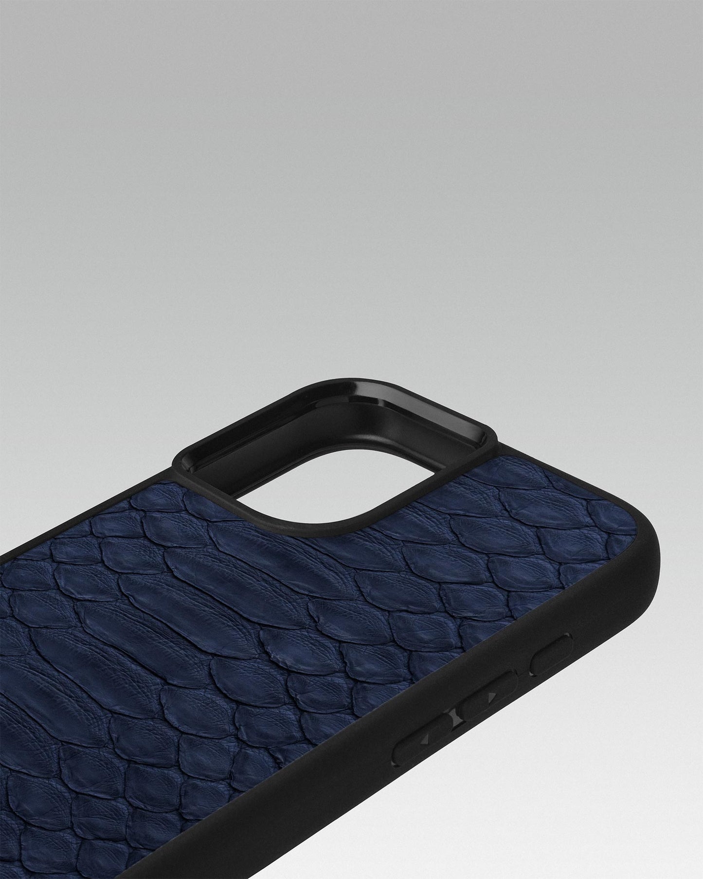 Steel Blue Python Leather Sport Case for iPhone 16 Plus