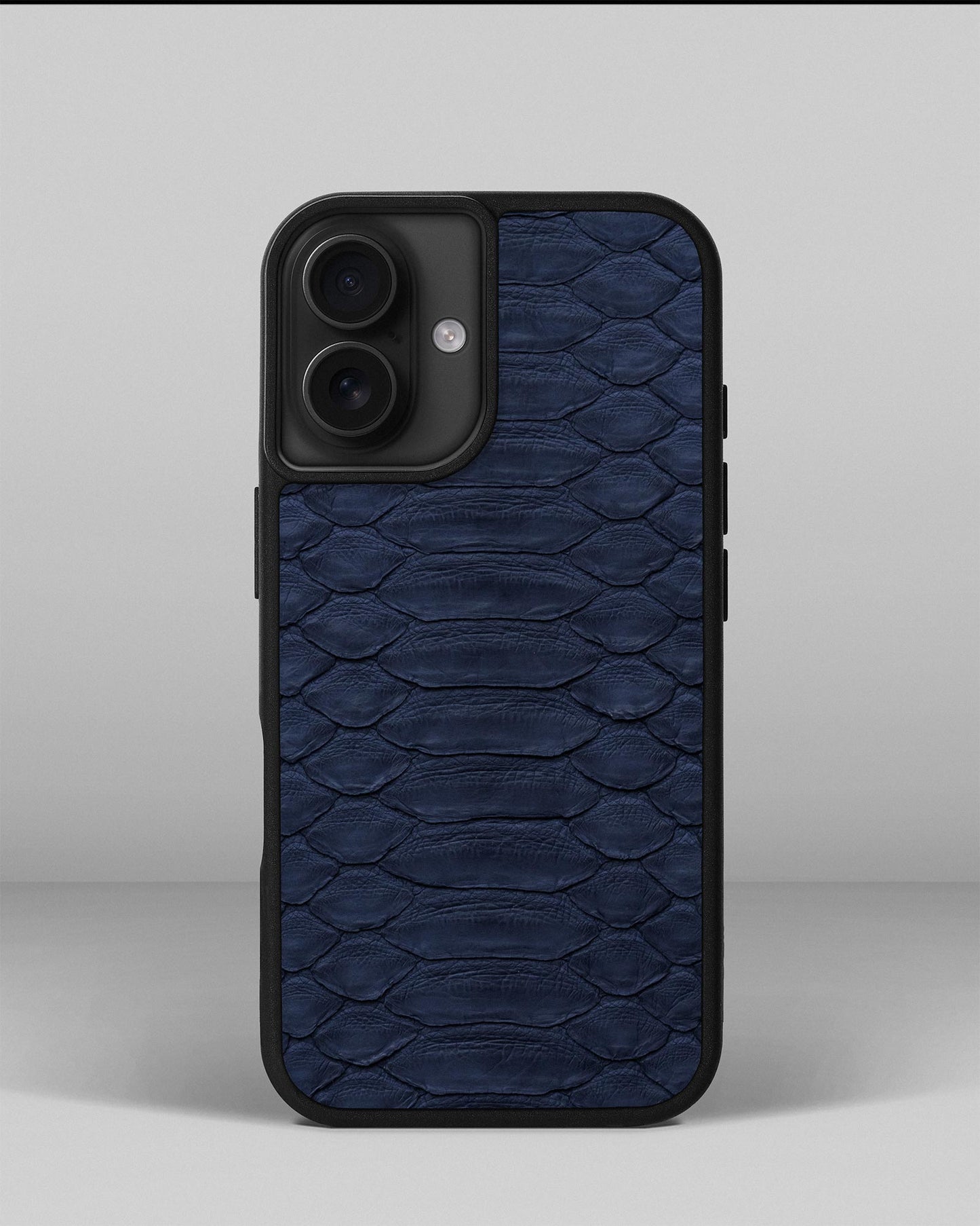 Steel Blue Python Leather Sport Case for iPhone 16