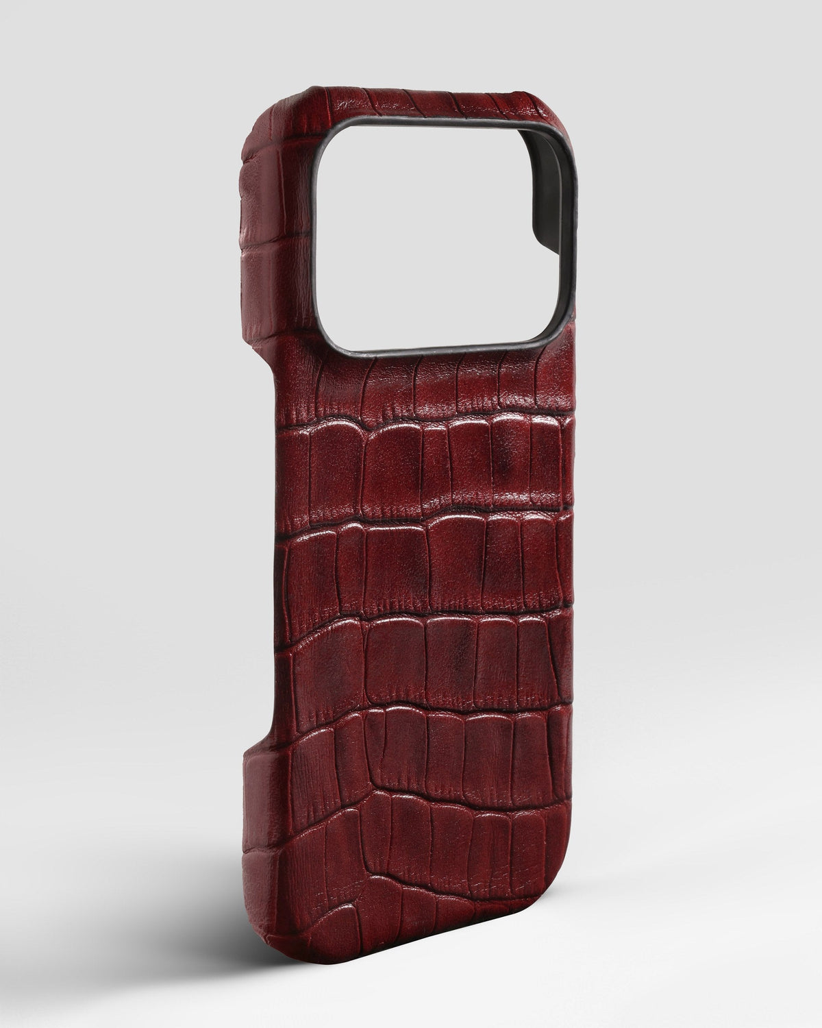 Red Crocodile-Embossed Leather Full-Wrap Case for iPhone 16 Pro