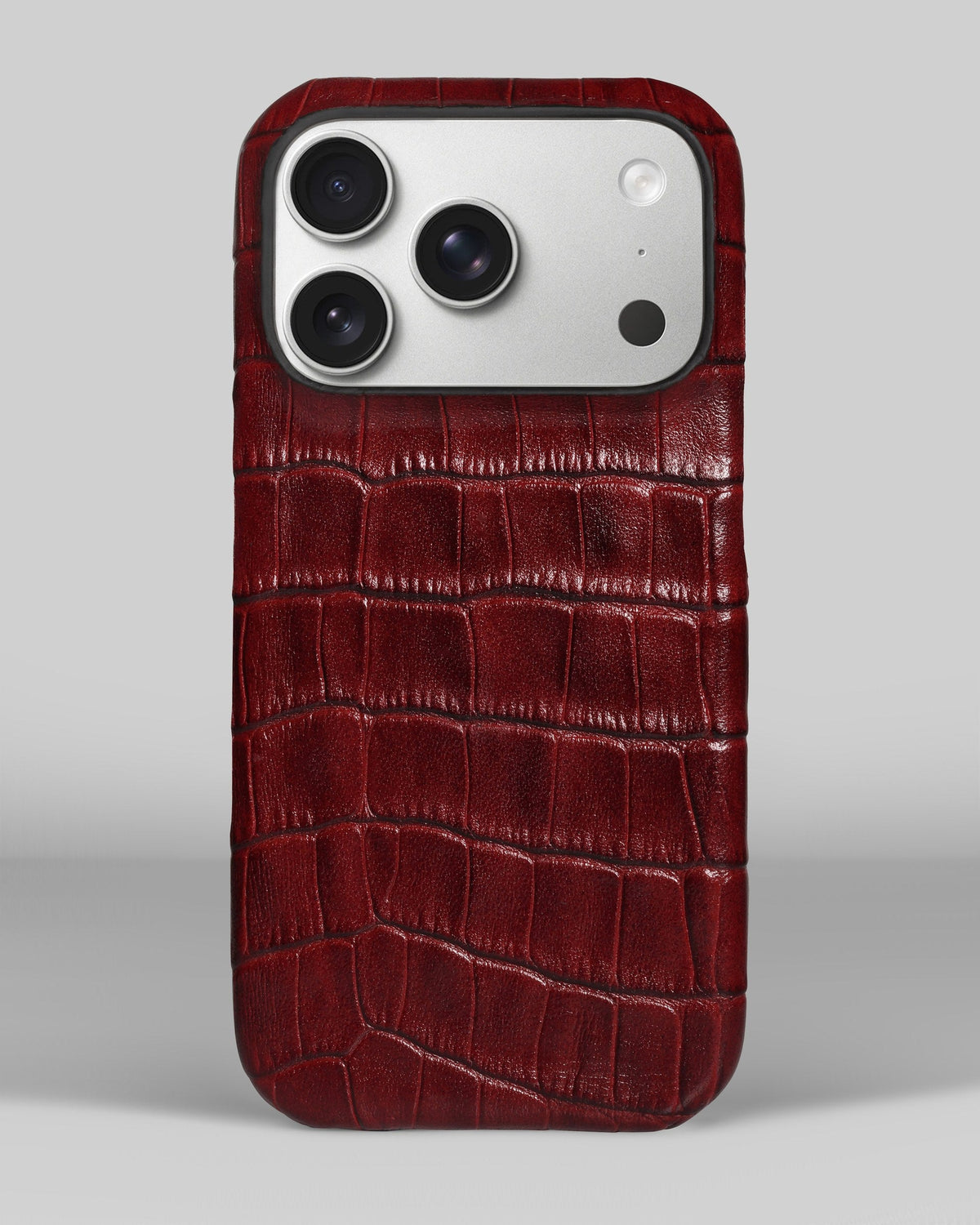 Red Crocodile-Embossed Leather Full-Wrap Case for iPhone 18 Pro