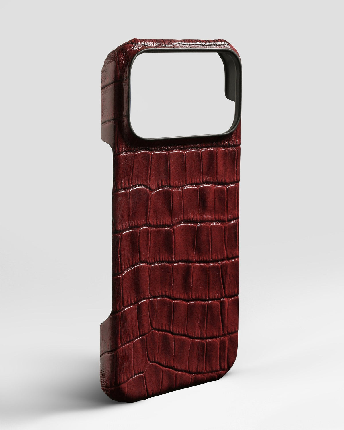 Red Crocodile-Embossed Leather Full-Wrap Case for iPhone 18 Pro Max