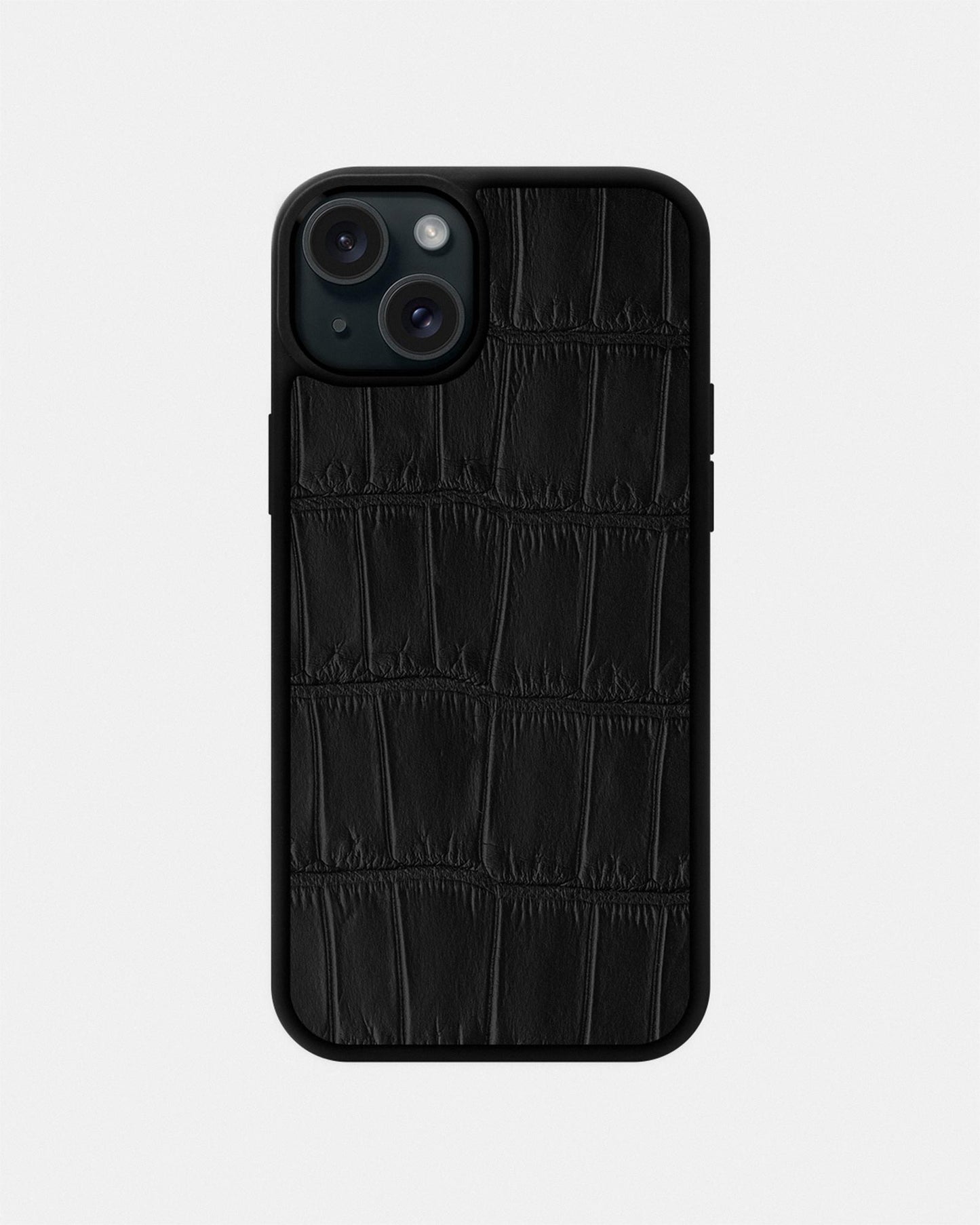 Black Crocodile Leather Sport Case for iPhone 15