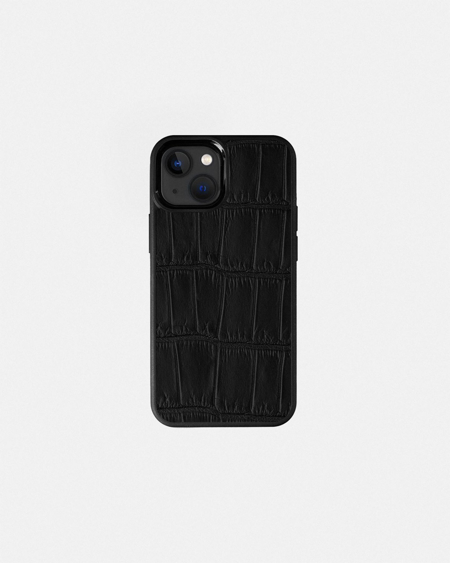 Black Crocodile Leather Sport Case for iPhone 13