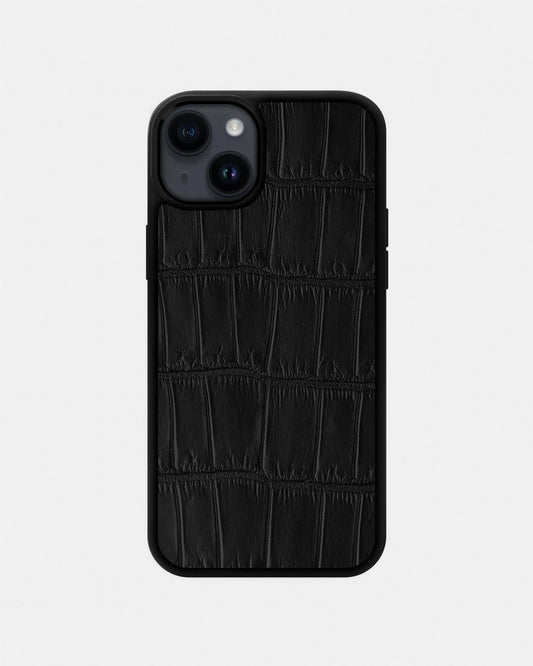 Чорний спортивний чохол зі шкіри крокодила для iPhone 14
