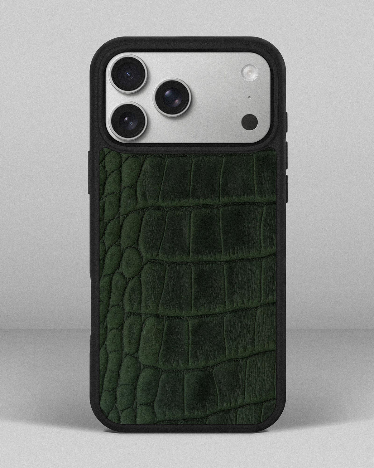 Dark Green Crocodile Emboss on Calfskin Sport Case for iPhone 18 Pro Max