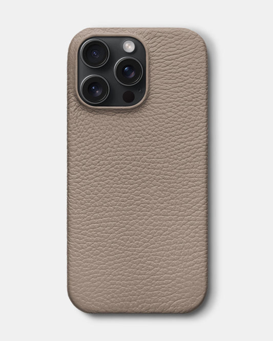 Beige Leather Case for iPhone 15 Pro Max