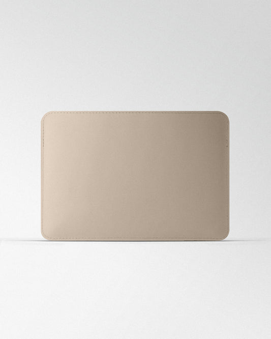 Minimalist MacBook Sleeve in Beige Calfskin Leather