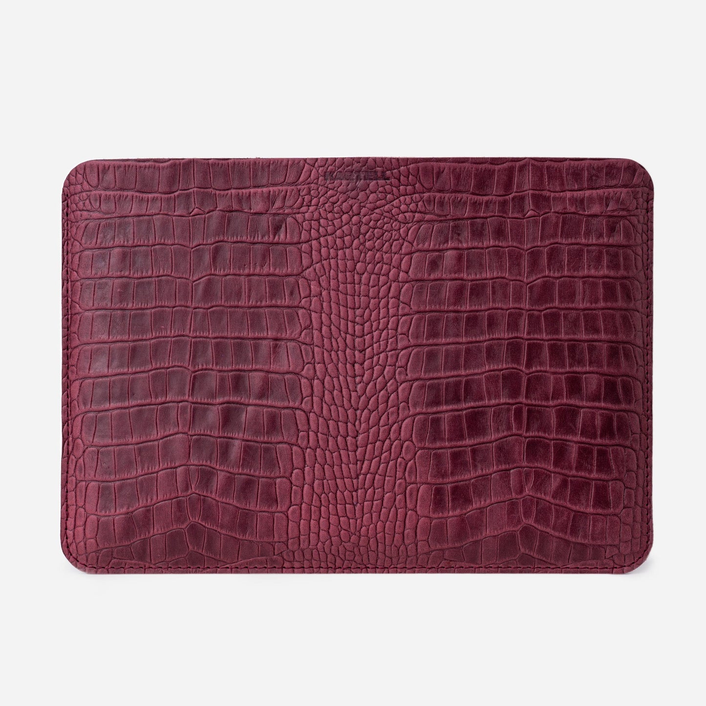 Burgundy Crocodile-Embossed Calf Leather Open MacBook 14 Pro Case