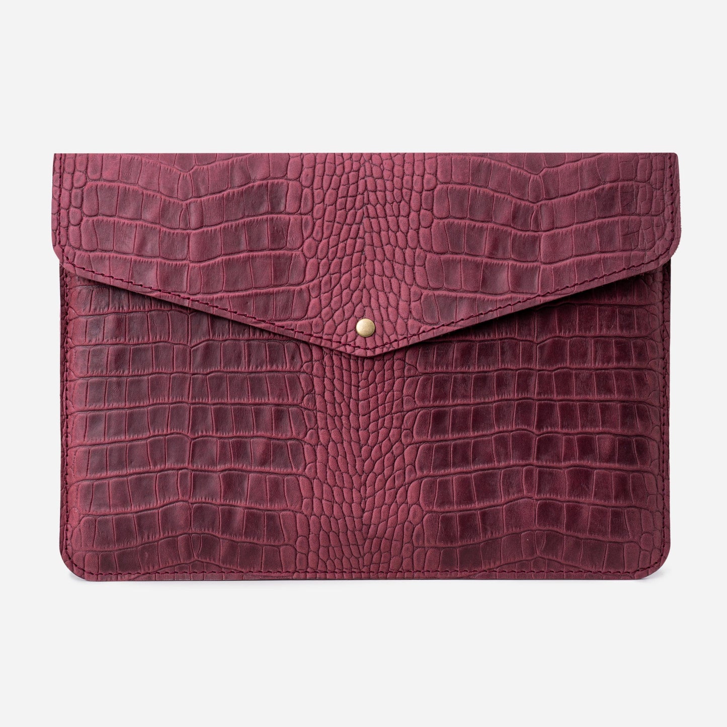 Burgundy Crocodile-Embossed Calf Leather MacBook 16 Pro M1 (2021) Case