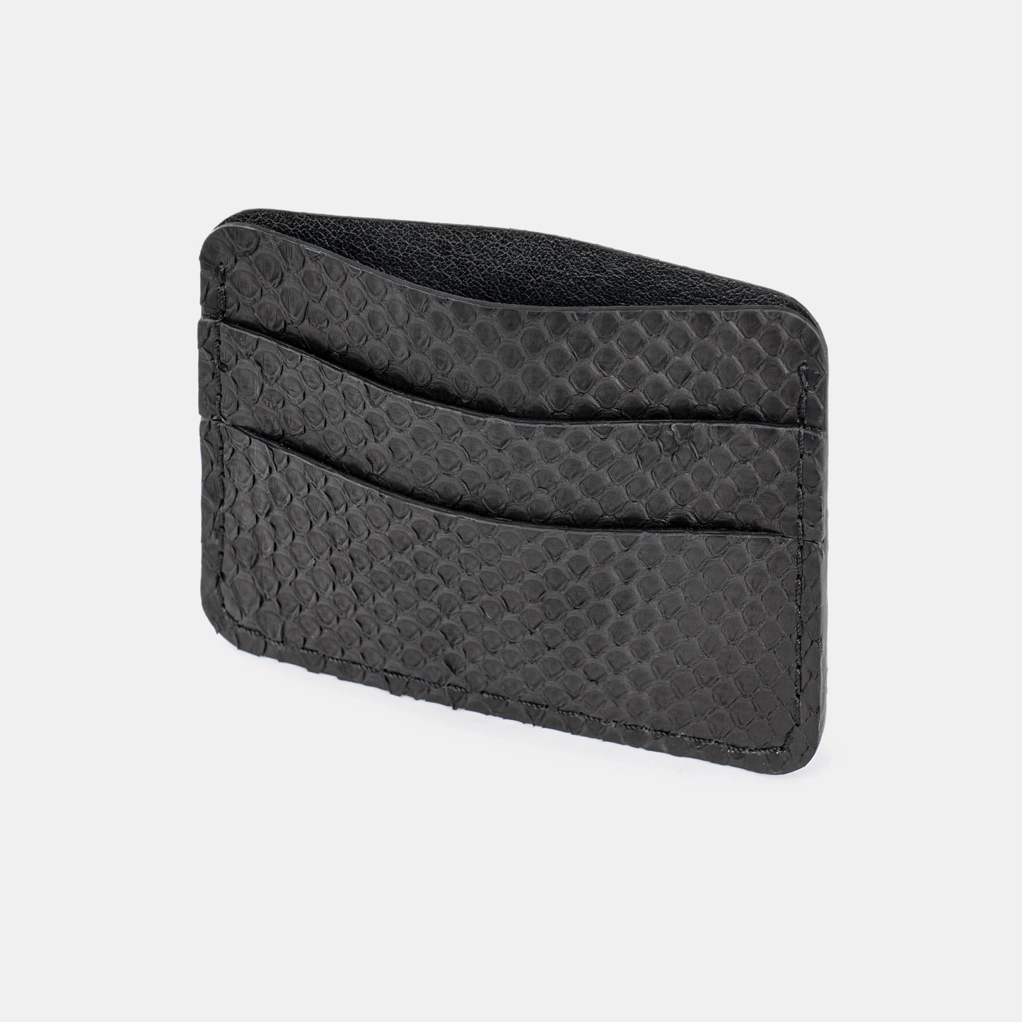 Black Python Leather Cardholder with Small Scales