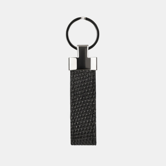 Black Iguana Leather Keychain