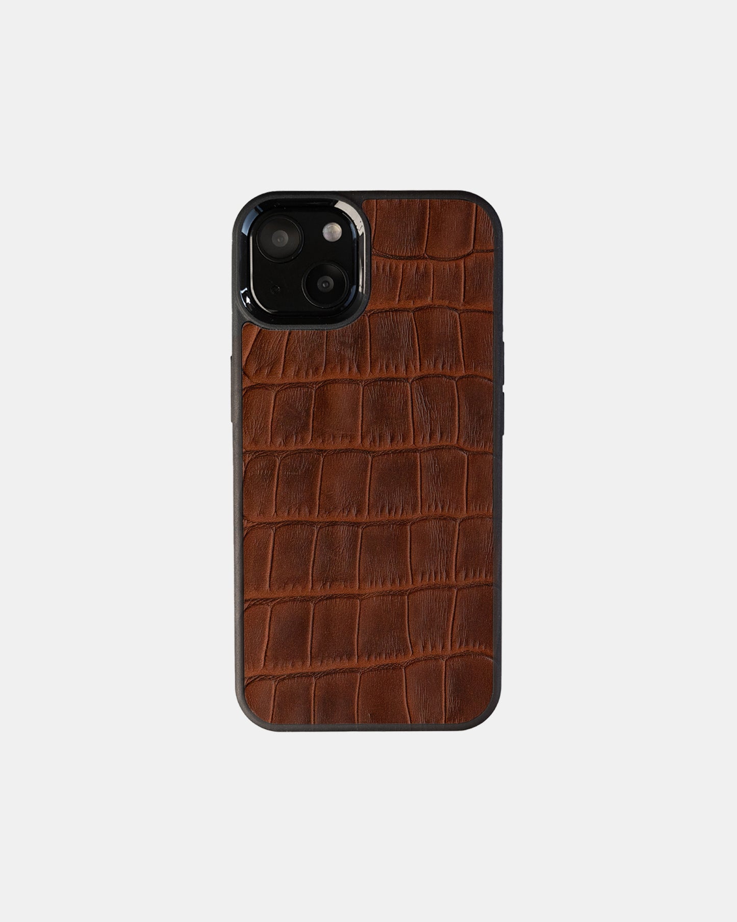 Ginger Crocodile Emboss on Calfskin Sport Case for iPhone 13