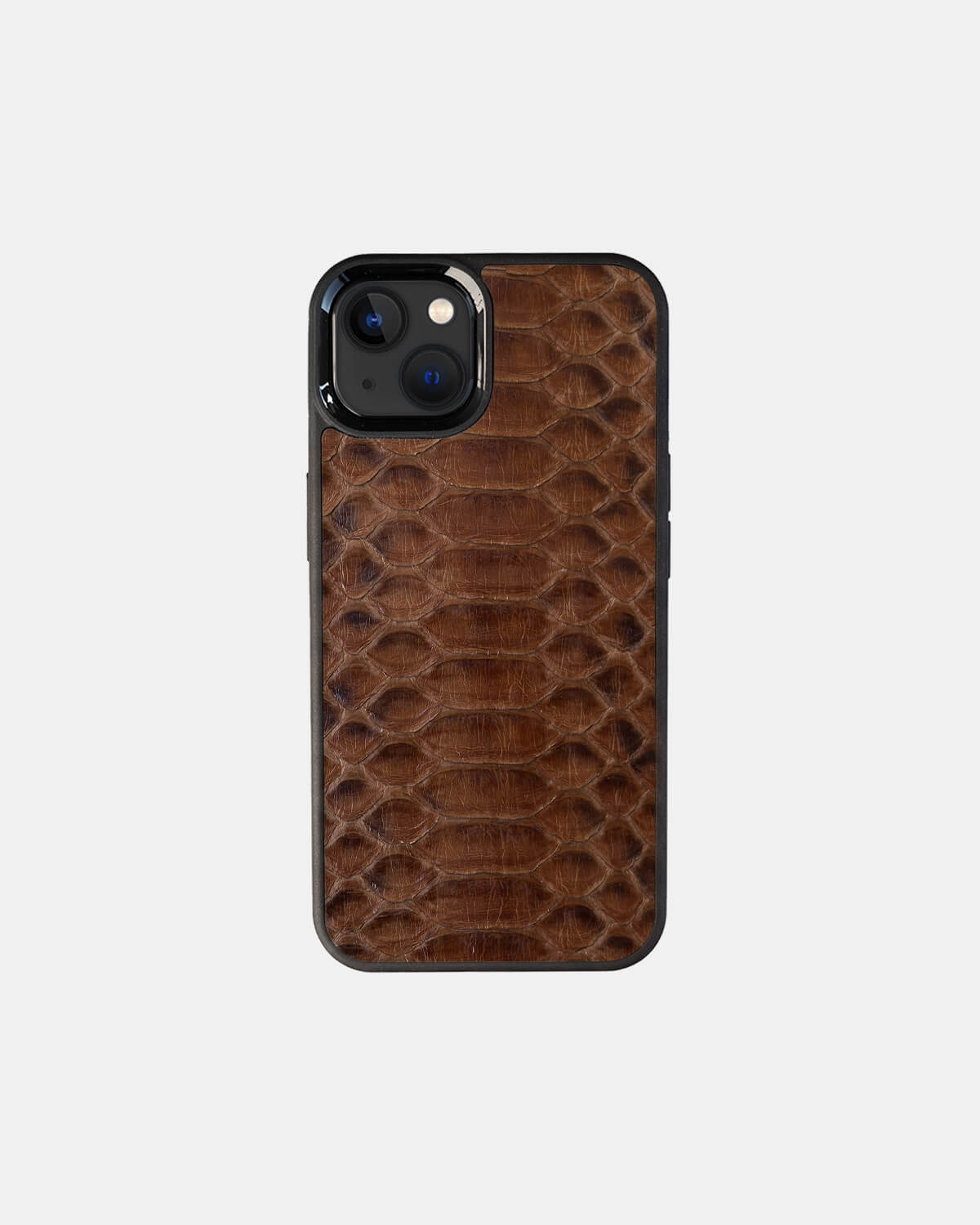 Brown Python Leather Sport Case for iPhone 13