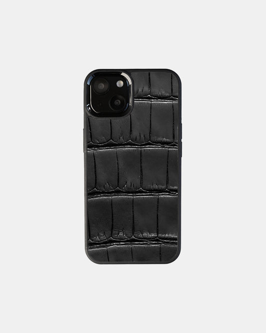 Black Crocodile Leather Sport Case for iPhone 13