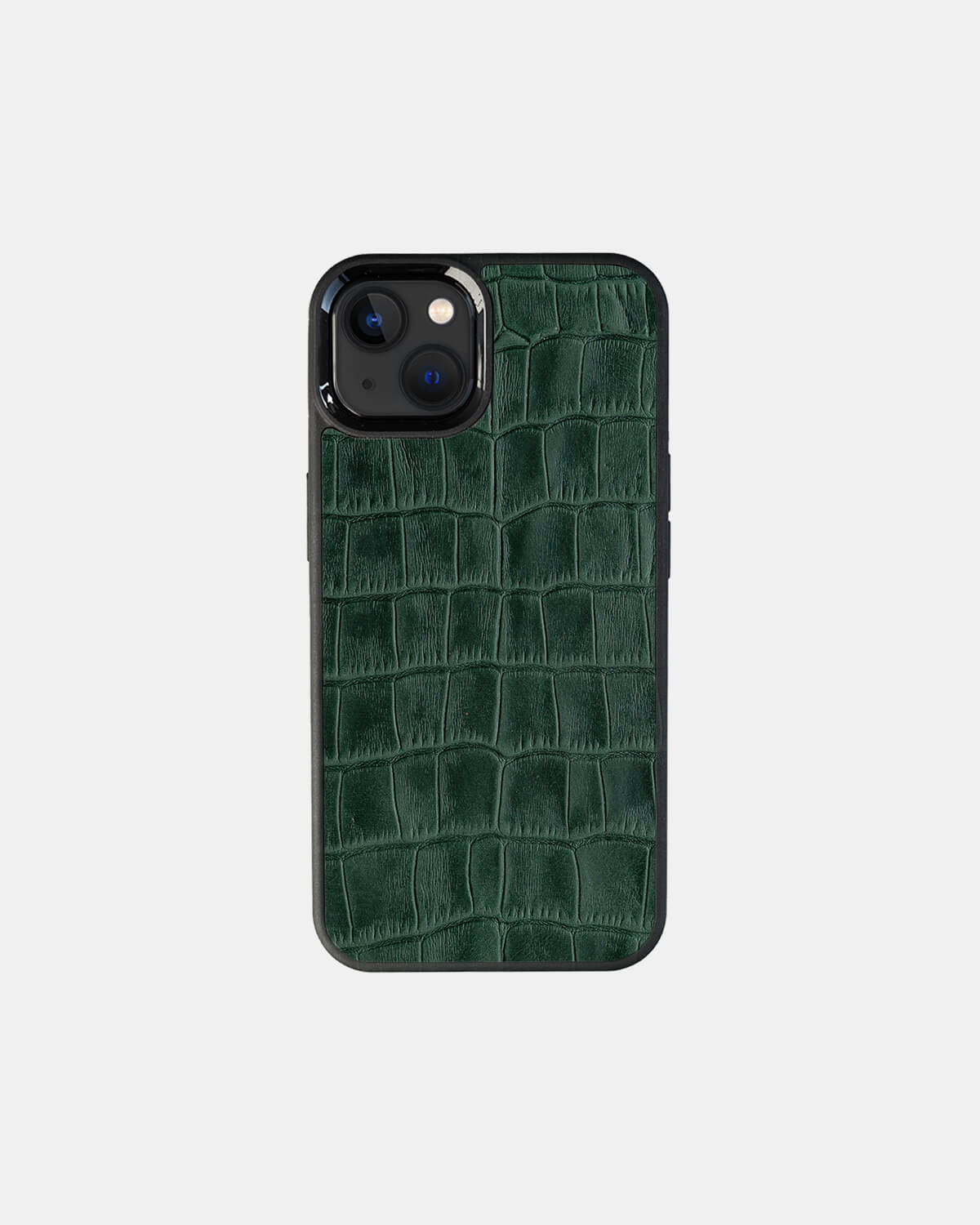 Green Crocodile Emboss on Calfskin Sport Case for iPhone 13