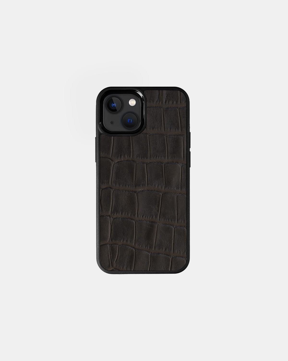 Dark Brown Crocodile Emboss on Calfskin Sport Case for iPhone 13 Mini