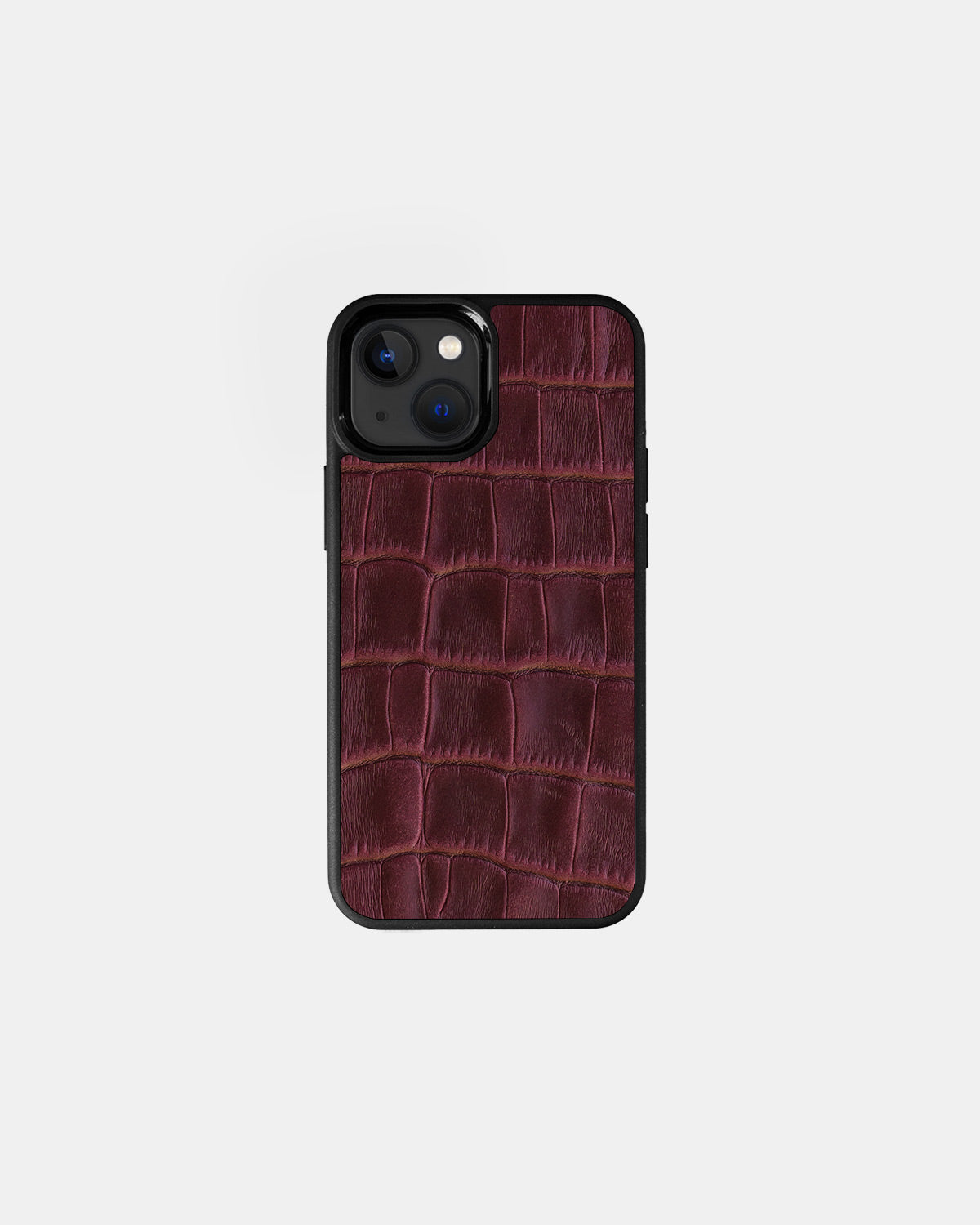 Burgundy Crocodile Emboss on Calfskin Sport Case for iPhone 13 Mini