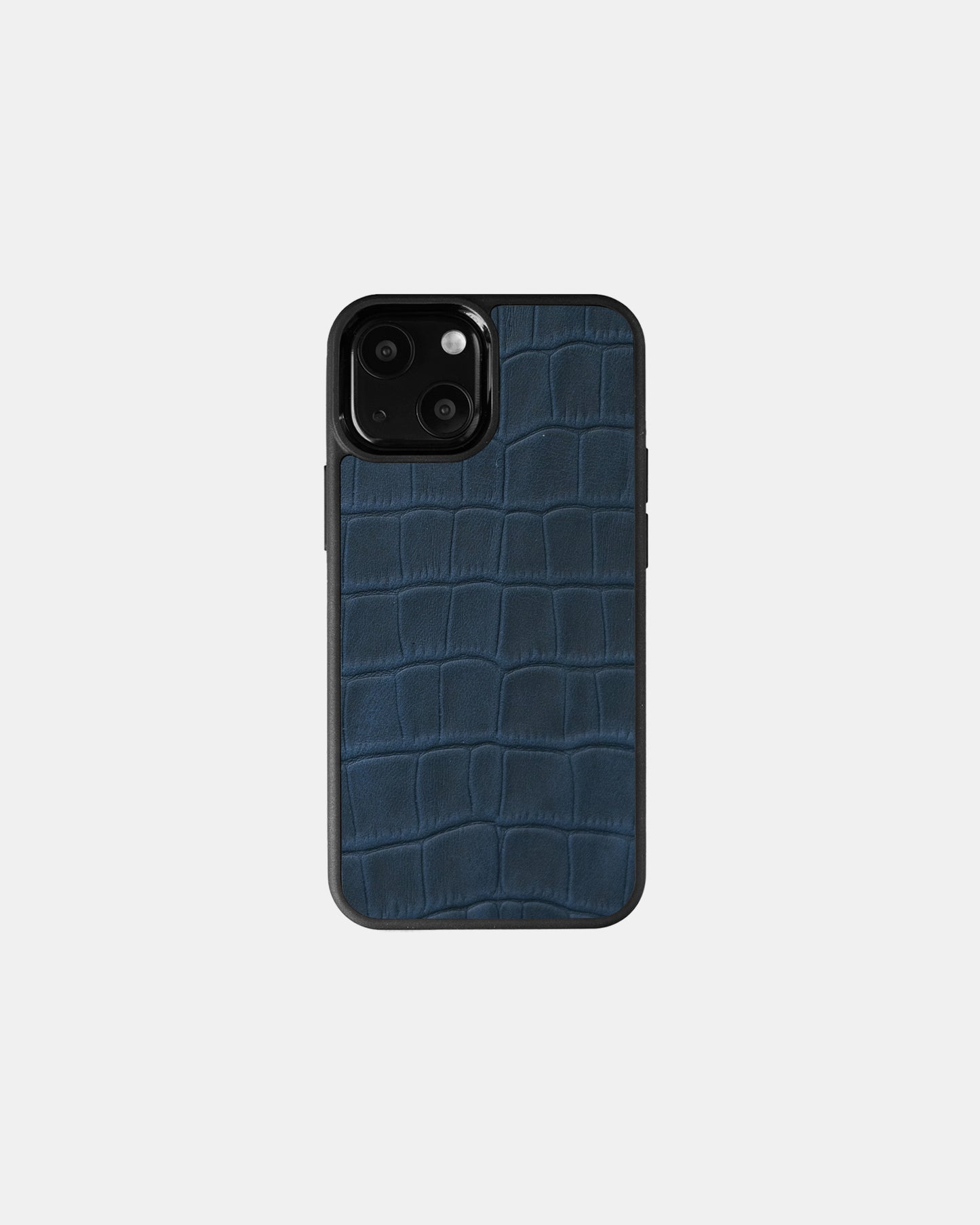 Navy Blue Crocodile Emboss on Calfskin Sport Case for iPhone 13 Mini