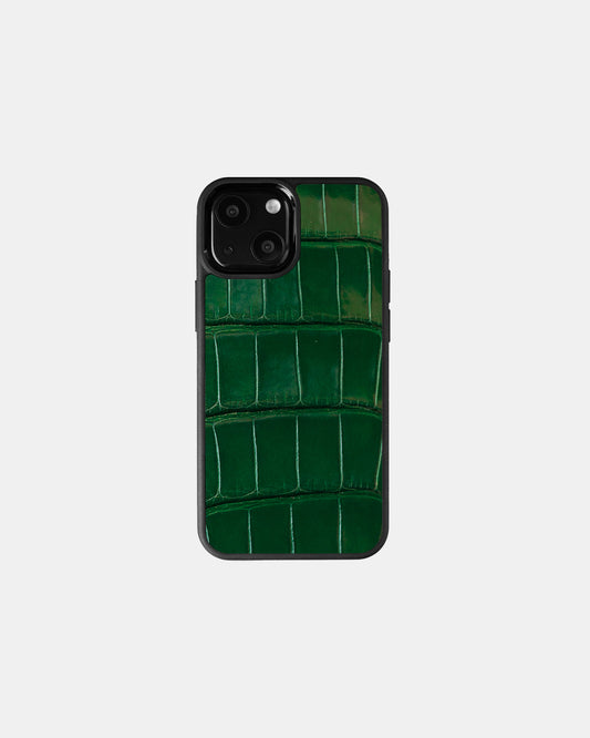 Dark green Crocodile Leather Sport Case for iPhone 13 mini