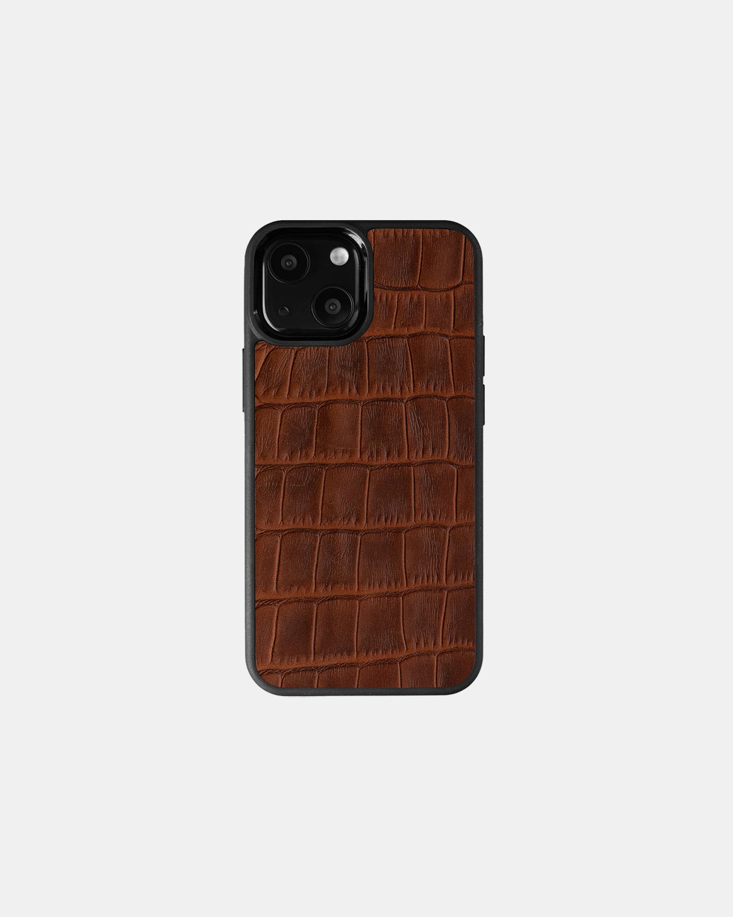 Ginger Crocodile Emboss on Calfskin Sport Case for iPhone 13 Mini