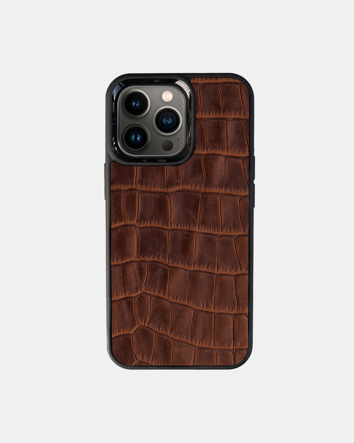 Ginger Crocodile Emboss on Calfskin Sport Case for iPhone 13 Mini