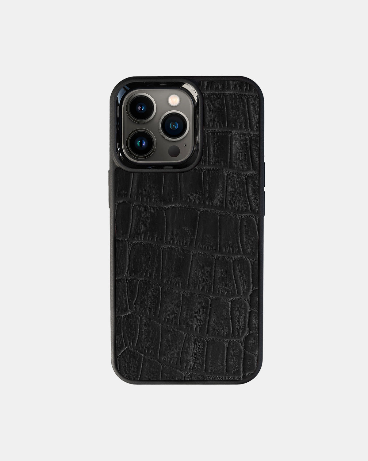 Black Crocodile Emboss on Calfskin Sport Case for iPhone 13 Pro