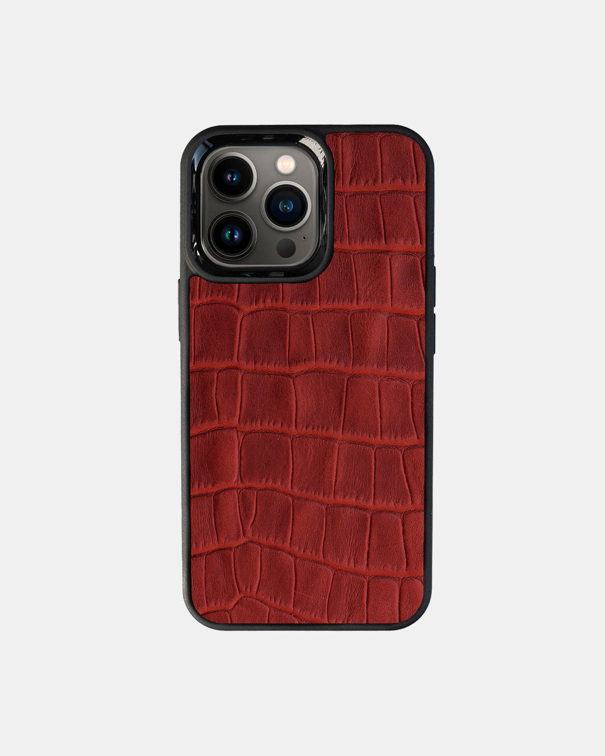 Red Crocodile Emboss on Calfskin Sport Case for iPhone 13 Pro