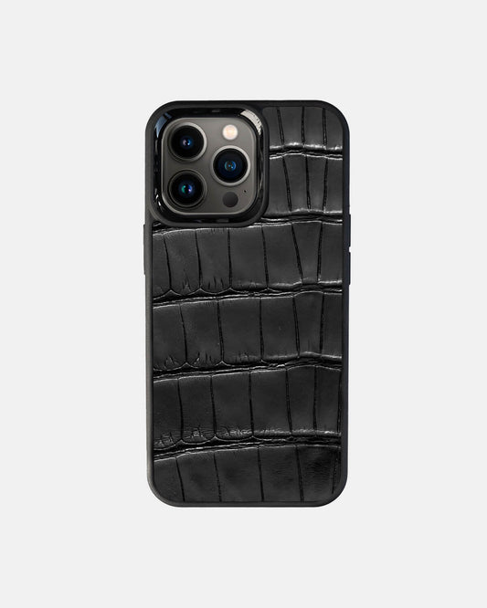 Black Crocodile Leather Sport Case for iPhone 13 Pro