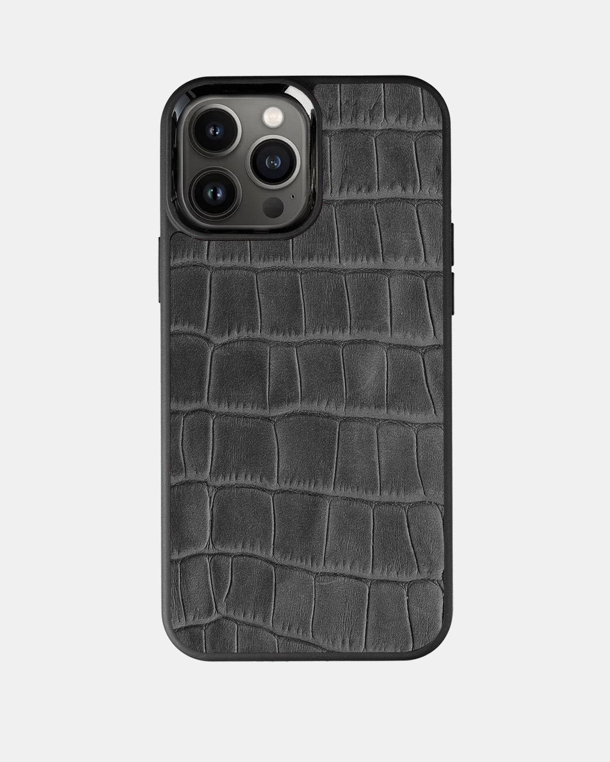 Grey Crocodile Emboss on Calfskin Sport Case for iPhone 13 Pro Max