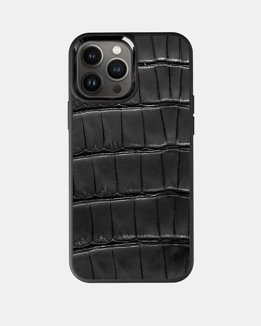 Black Crocodile Leather Sport Case for iPhone 13 Pro Max