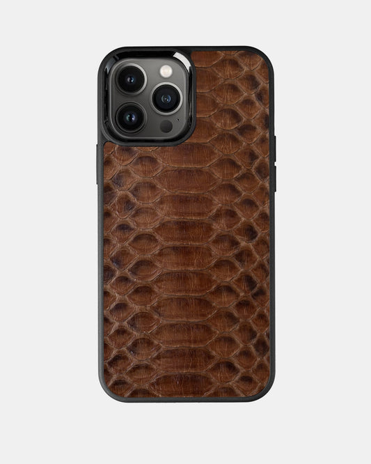 Brown Python Leather Sport Case for iPhone 13 Pro Max