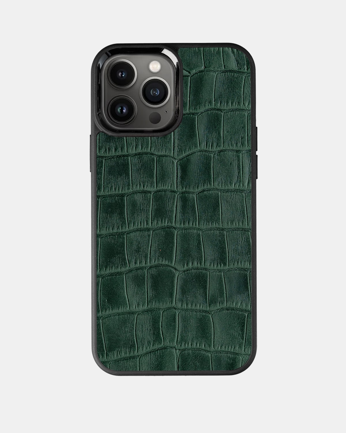 Green Crocodile Emboss on Calfskin Sport Case for iPhone 13 Pro Max