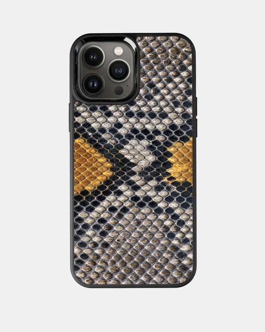 Gray-yellow Python Skin Sport Case for iPhone 13 Pro Max