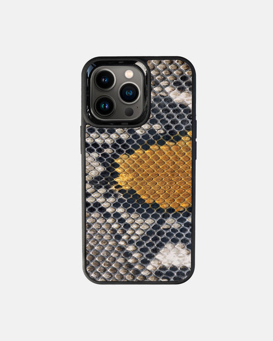 Gray-yellow Python Skin Sport Case for iPhone 13 Pro