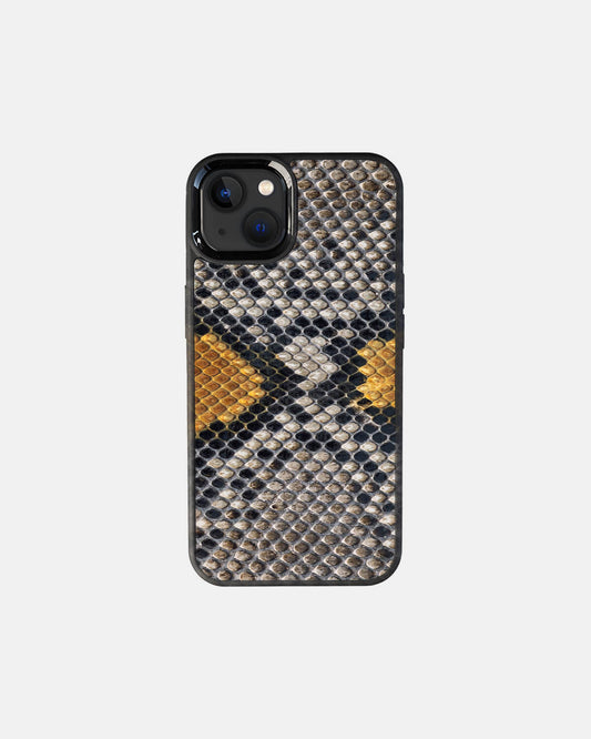 Gray-yellow Python Skin Sport Case for iPhone 13