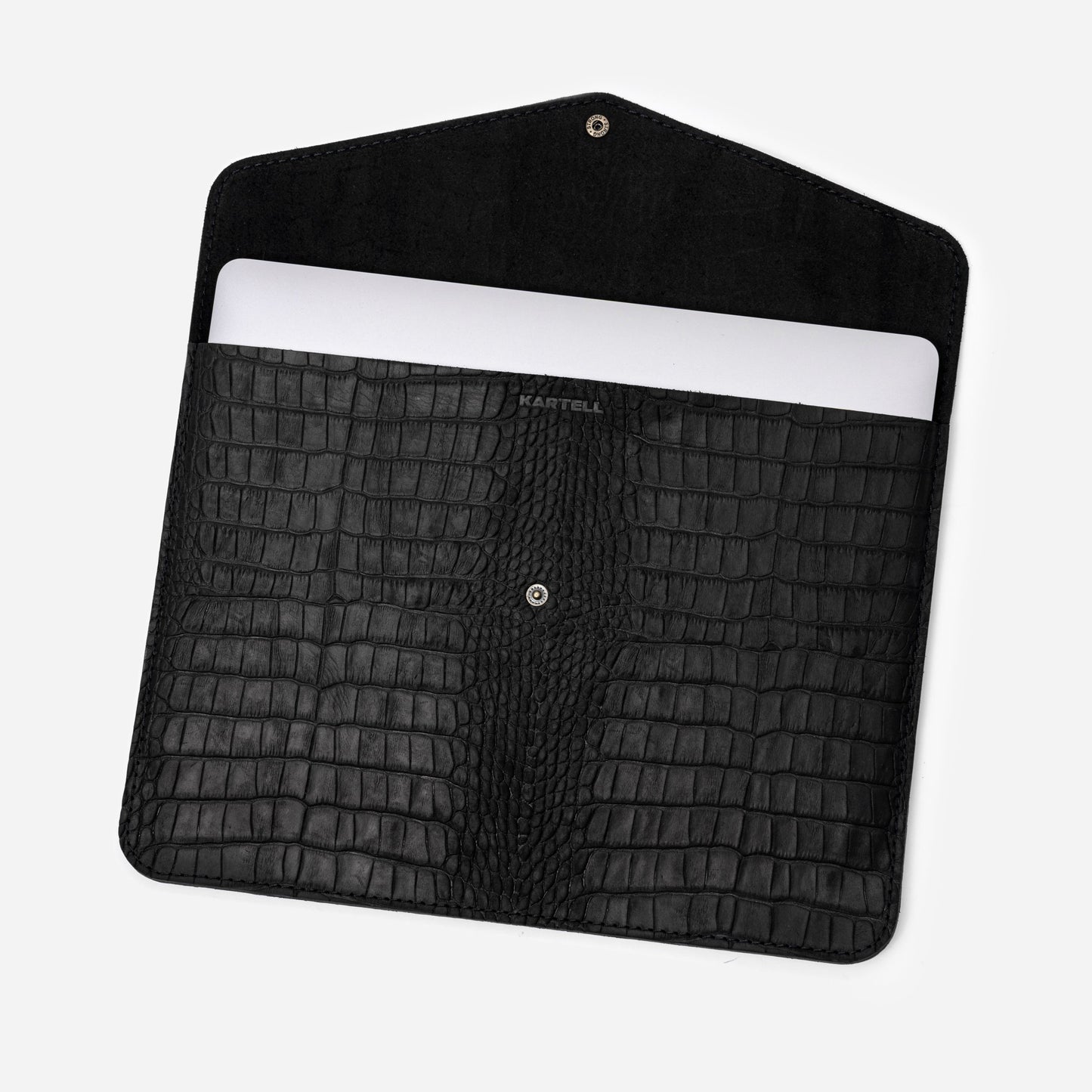 Black Crocodile-Embossed Calf Leather MacBook 13 Case