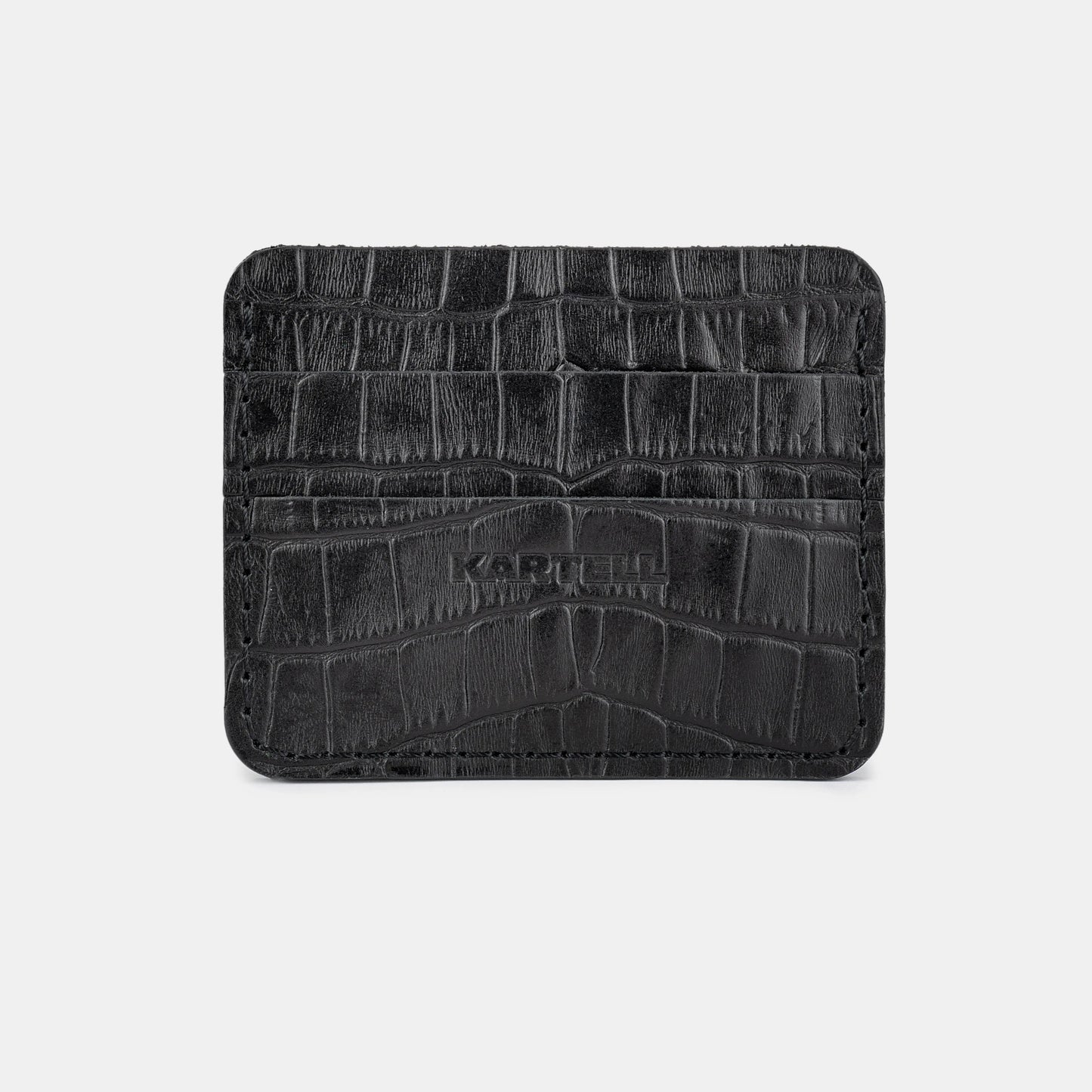 Black Crocodile-Embossed Calf Leather Cardholder