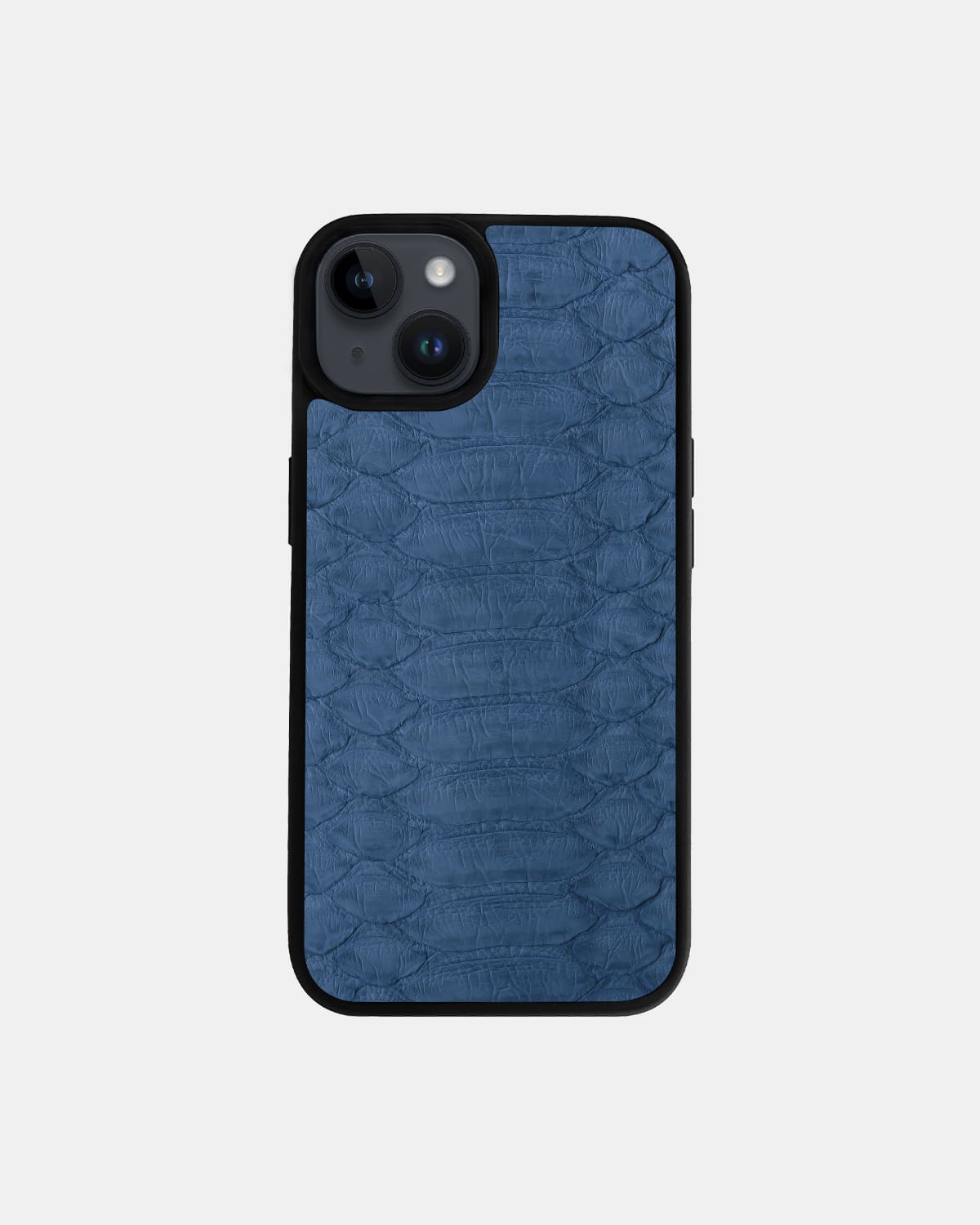 Blue-gray Python Leather Sport Case for iPhone 14