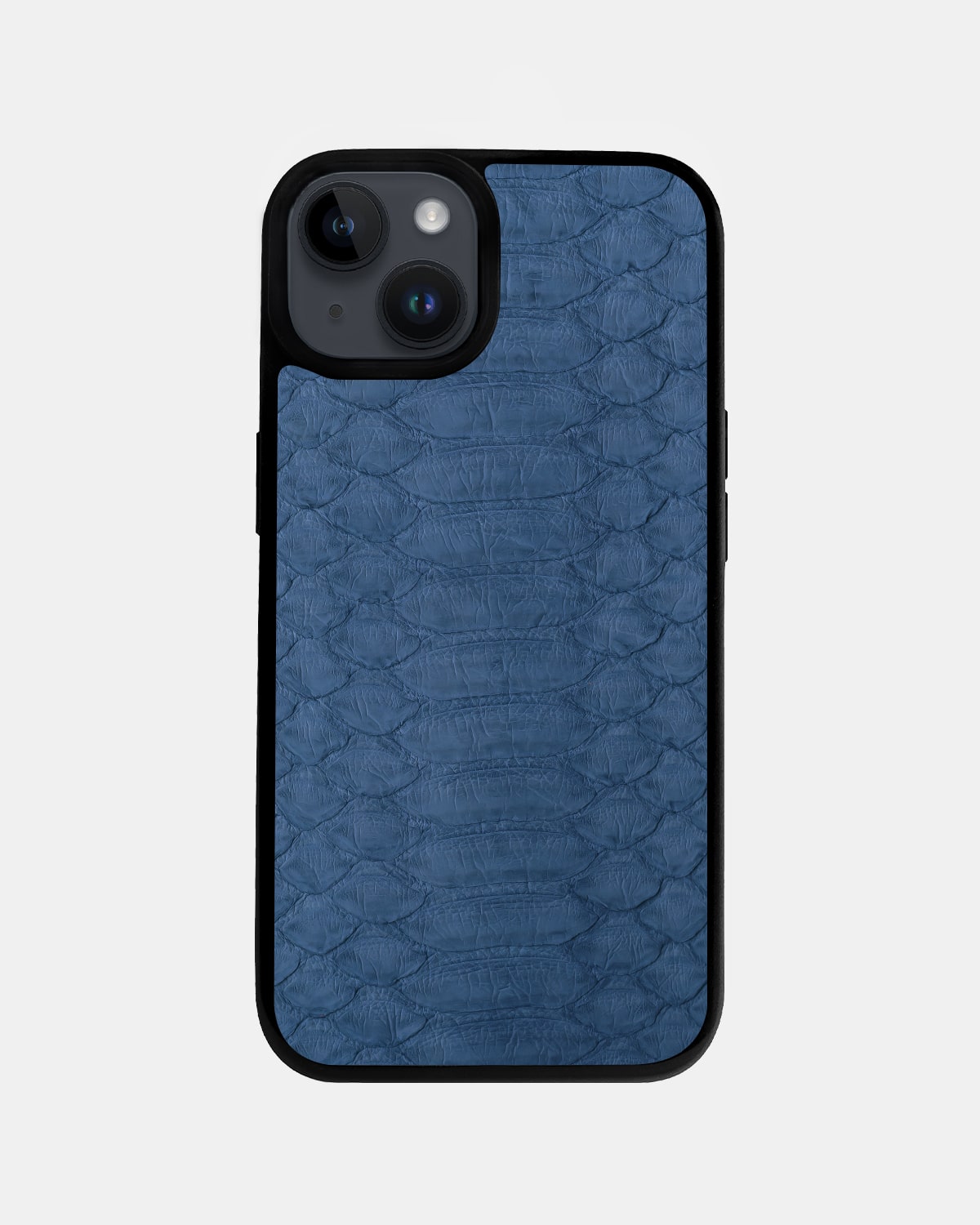 Blue-gray Python Leather Sport Case for iPhone 14 Plus