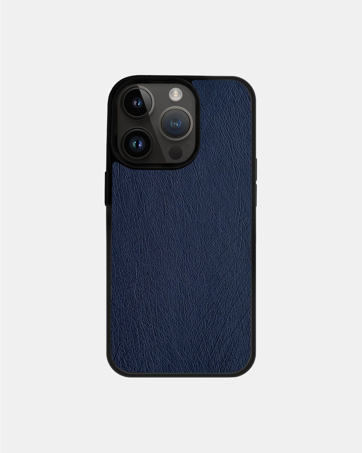 iPhone 14 Pro Navy Blue Follicle-free Ostrich Leather Case