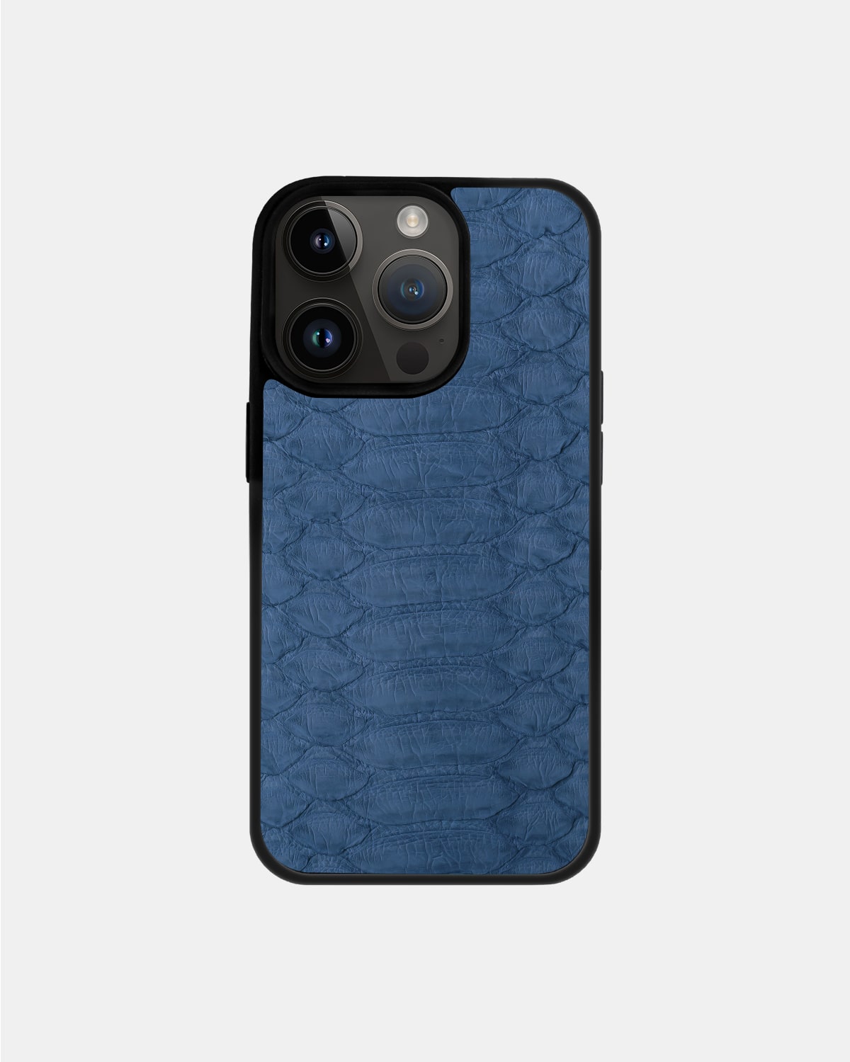 Blue-gray Python Leather Sport Case for iPhone 14 Pro