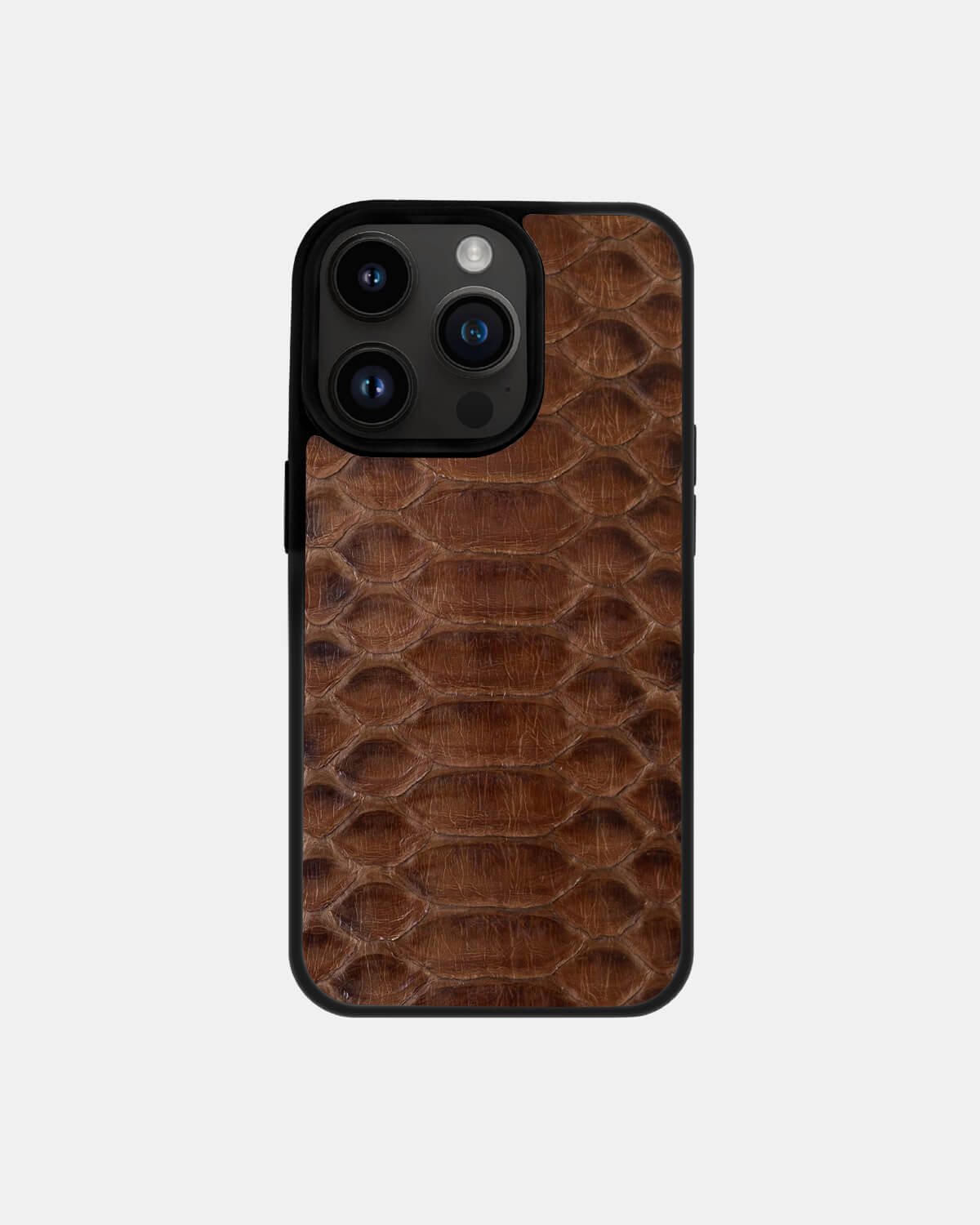 Brown Python Leather Sport Case for iPhone 14 Pro