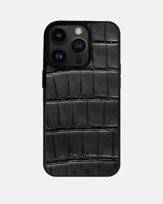 Black Crocodile Leather Sport Case for iPhone 14 Pro Max